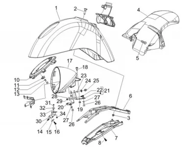 Front mudguard - rear mudguard