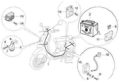 Wiring harness - regulator - battery