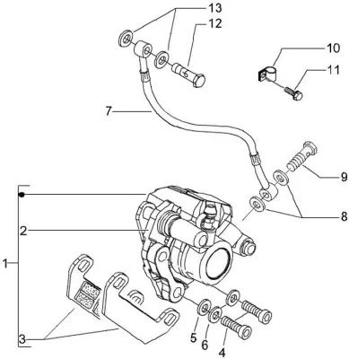 Front brake caliper - brake hose