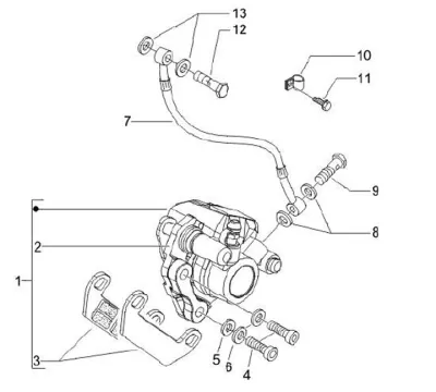 Front brake caliper - brake hose