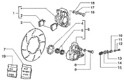 Front brake caliper - brake disc