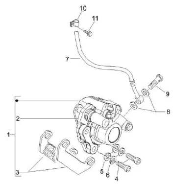 Front brake caliper - brake hose