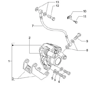 Front brake caliper - brake hose