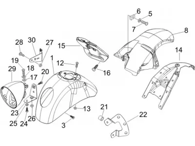 Front mudguard - rear mudguard