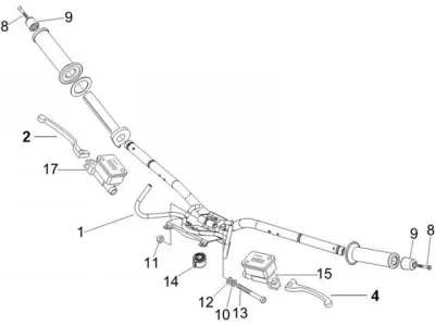 Handlebar - brake master cylinder