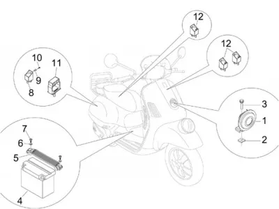 Pulsante avviamento - batteria - claxon