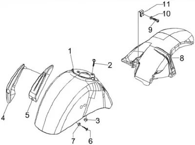 Front mudguard - rear mudguard