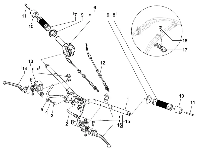 Manubrio e pompa del freno