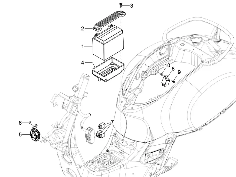 Batteria, relè e clacson