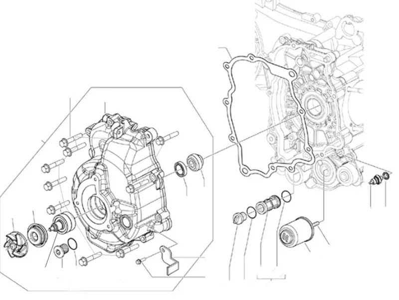 Pompa dell'acqua e filtro dell'olio