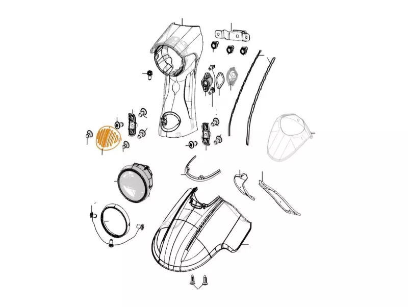 Front mudguard and headlights