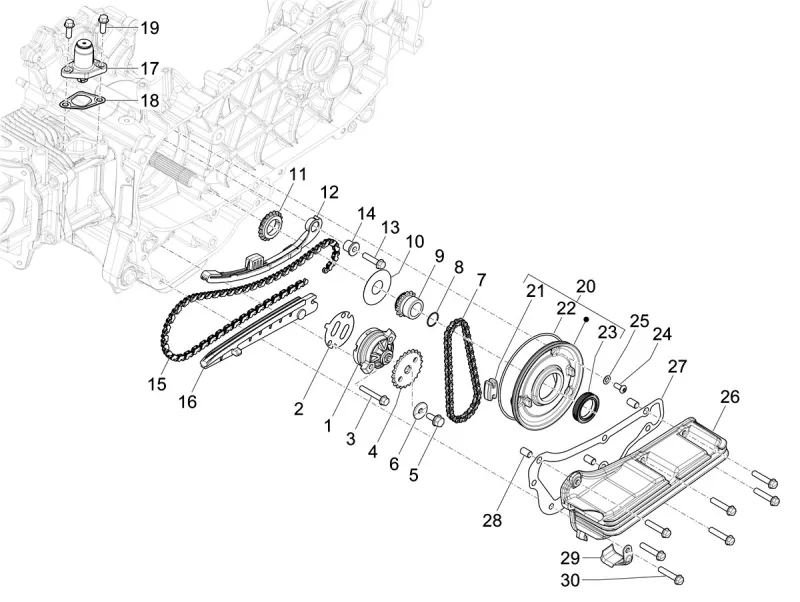 Pompa dell'olio e catena di distribuzione