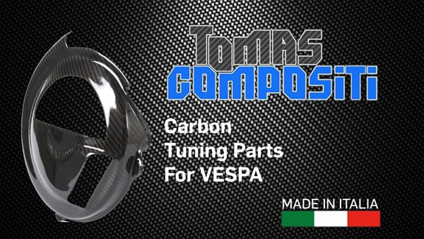 Carbon onderdelen voor Vespa - echt carbon gemaakt in Italië door Tomas Compositi