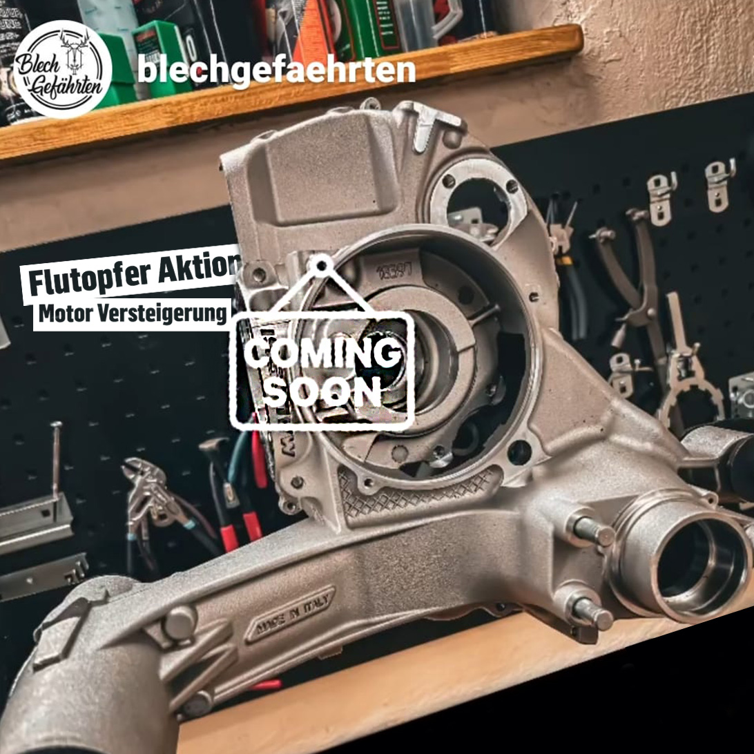 Versteigerung Vespa Motor, Aktion Charity Flutopfer - Blechgefährten & Scooter Center