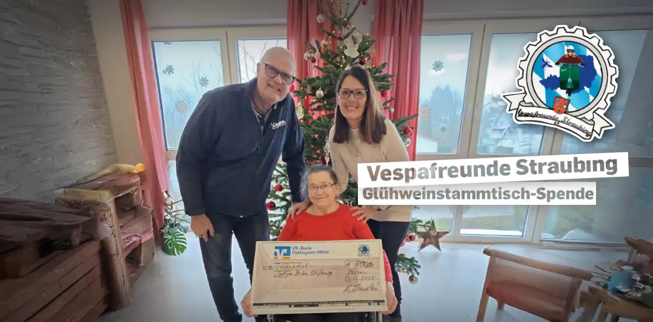 Vespafreunde Straubing e. V. spenden 800 Euro für den guten Zweck
